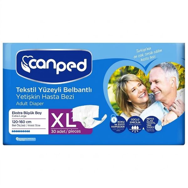 Canped Tekstil Yüzey Belbantlı Hasta Bezi xLarge 30'lu